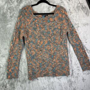 Berretti Sweater Women's S Alpaca Wool Blend Cable Knit Open Weave Orange Italy
